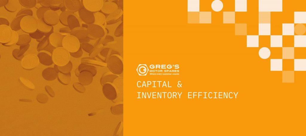 Inventory optimization for automotive parts distributors. Automotive spare parts warehouse with shelves of categorized inventory showing high SKU variety and organized storage across multiple aisles, representing inventory optimization and supply chain efficiency